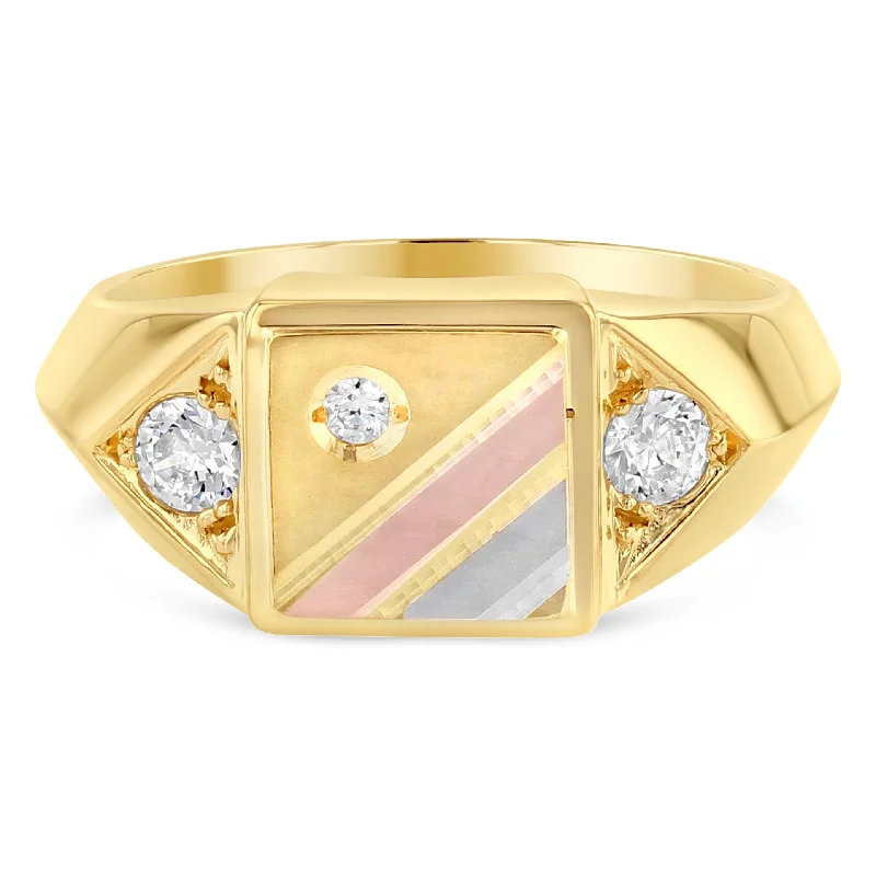 Rings For Gala Spotlight-14K Solid Gold CZ Square Ring