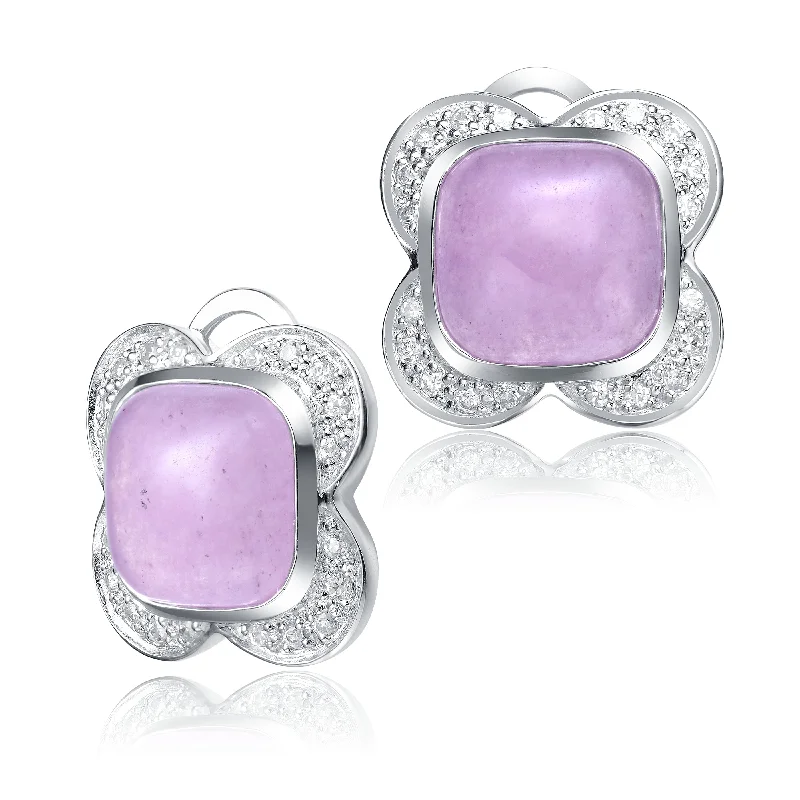 Earrings With Cool Rocks-Jeanne Flower Violet Earrings