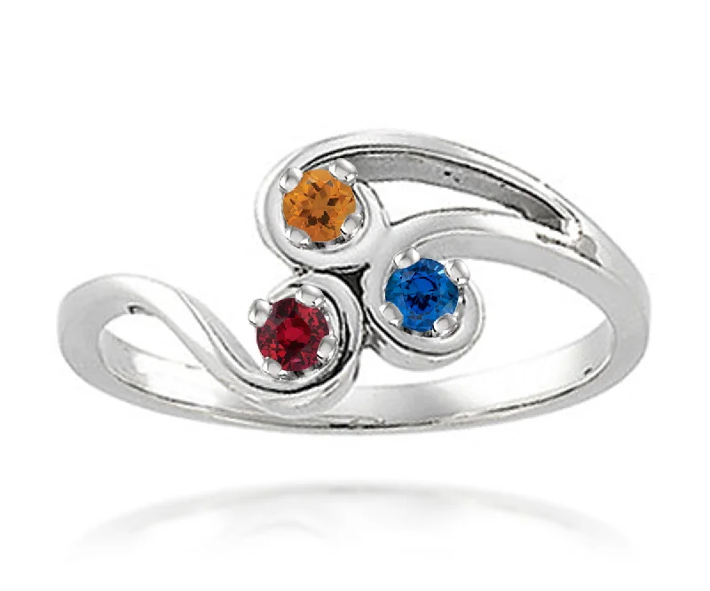 Rings For Solo Gleam-Simple Swirl Mothers Birthstone Family Silver Ring