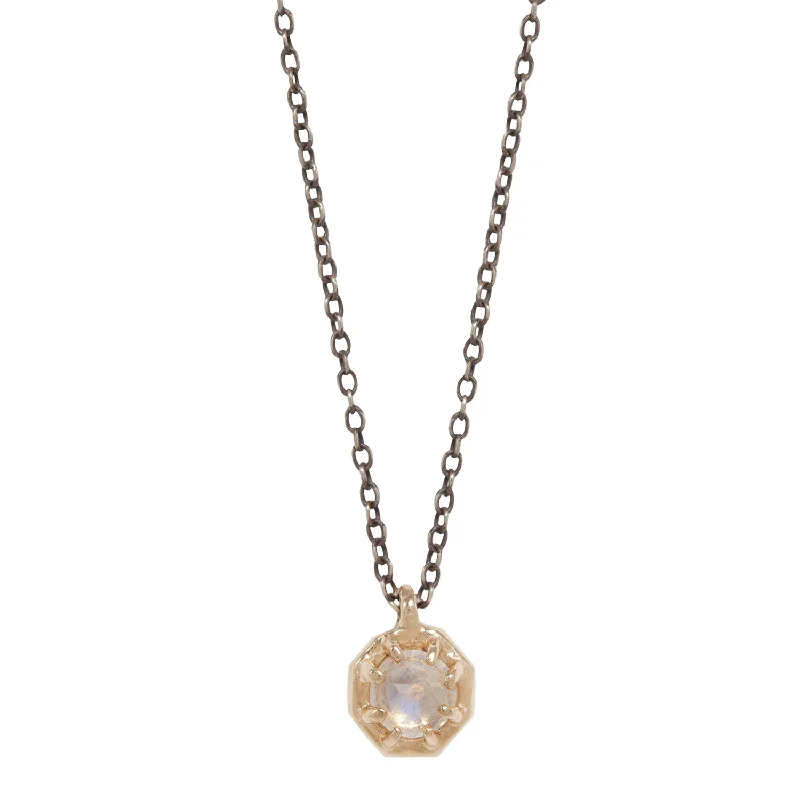 Necklaces Glow Guide-Small Moonstone Octagon Necklace