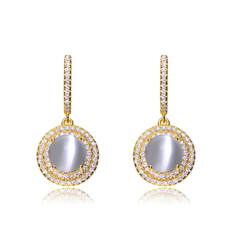 Earrings Range Guide-Aubrey Gold Plated White Opal Round Earrings