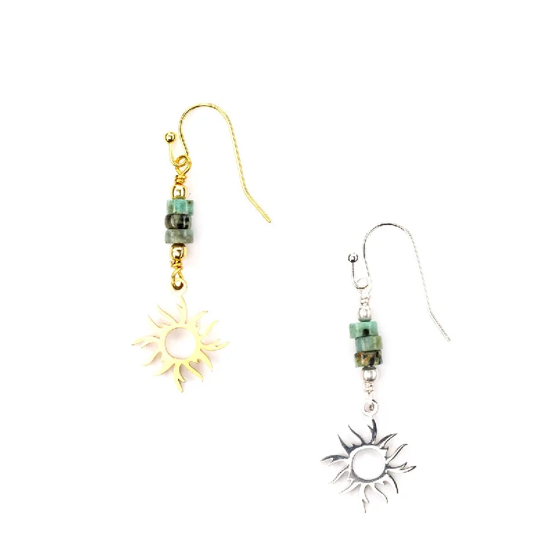 Earrings For Later Years-El Farol Gemstone and Sun Charm Earring