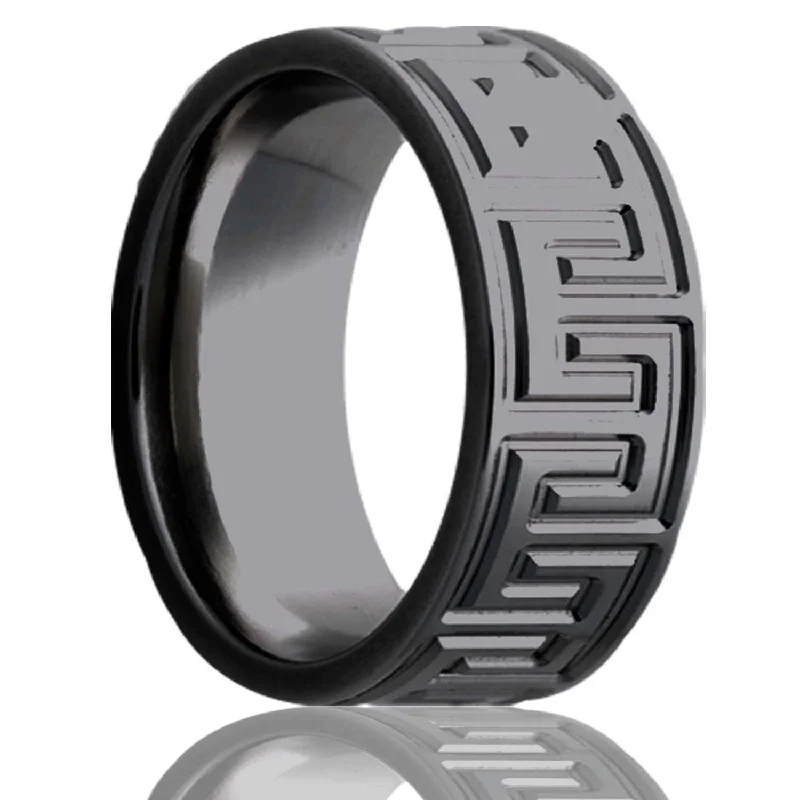 Rings Promise Notes-Flat Zirconium Ring with a Milled Pattern