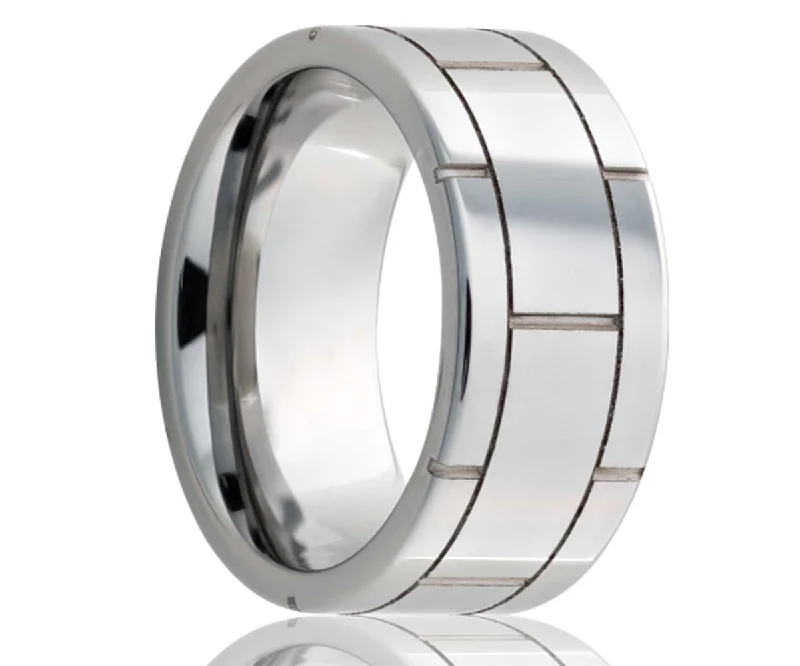 Rings Outline Variety-Flat Tungsten Carved Pattern Ring