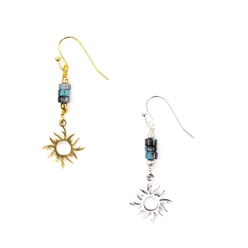 Earrings For Loose Curls-El Farol Gemstone and Sun Charm Earring