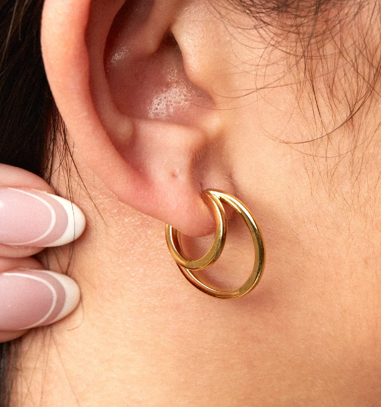 Best Neat Earrings-Duo Gold Hoops