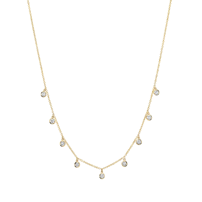 Bold Necklaces For Edge-Bezel Chandelier Necklace - White Diamond / 14k Yellow Gold