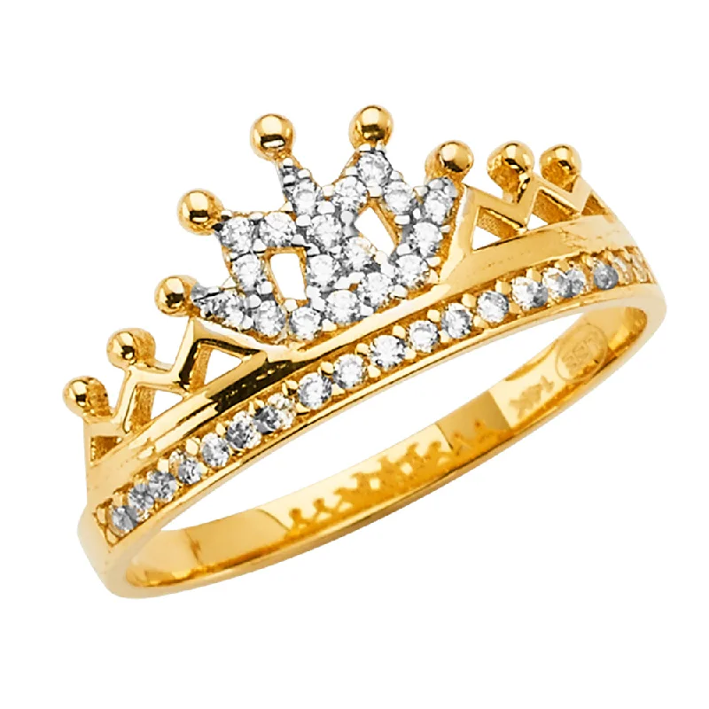 Choice Rings For Lavish Flair-14K Solid Gold Princess Crown OR Tiara Ring For Girls