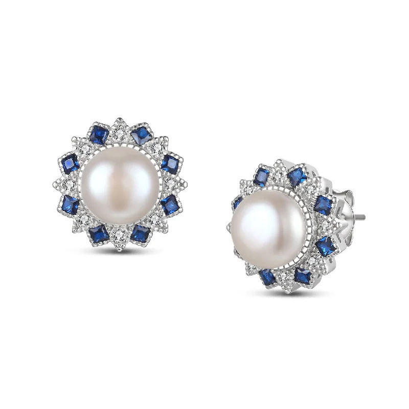 Earrings For Full Shine-Pearl and Crystal Flower Earrings