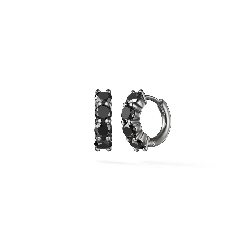 Earrings Mend Hints-SADIE HUGGIE HOOP (3mm, Black Diamond)