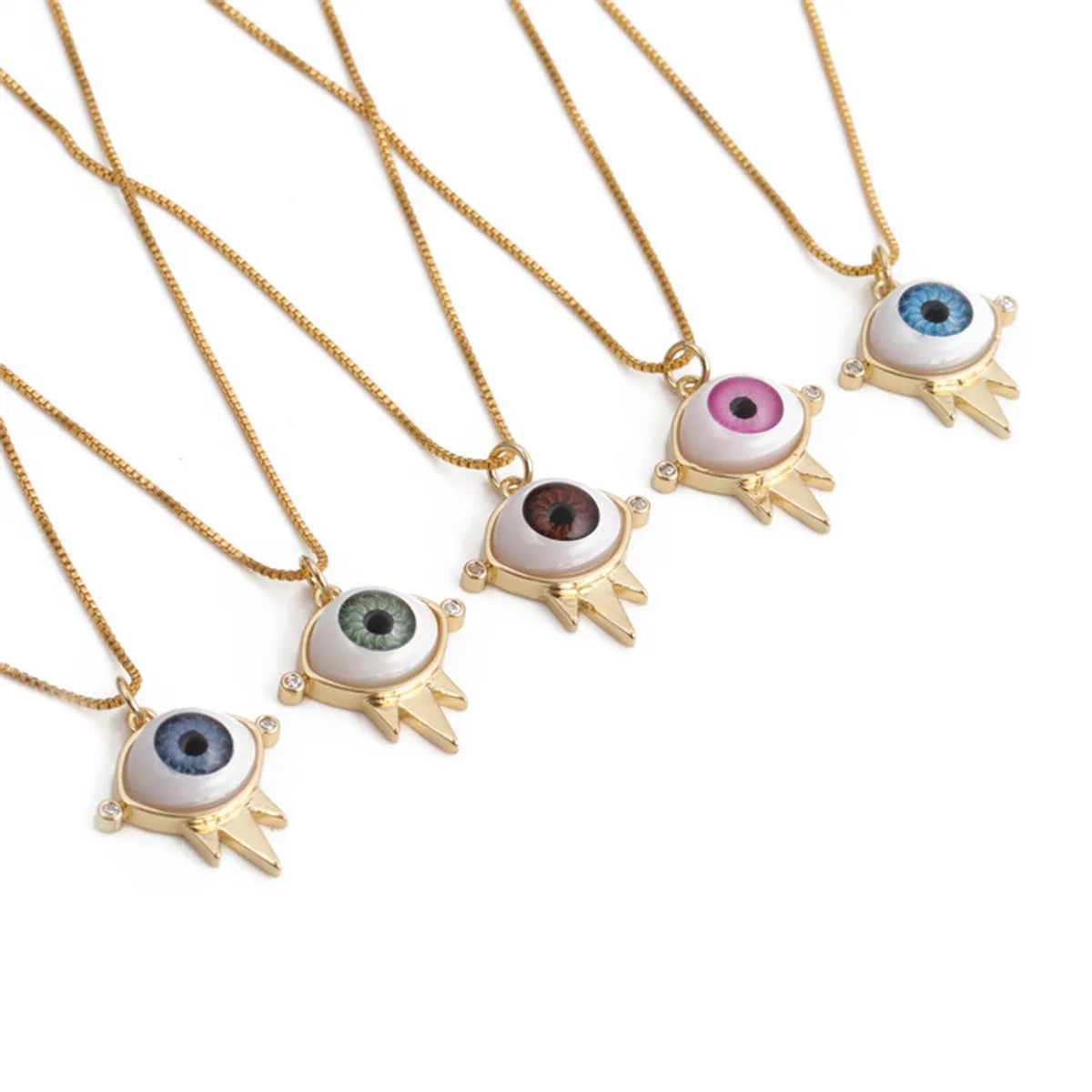 Necklaces Clasp Hold-Wholesale Dripping Evil Eye Copper Zircon Pendant Necklace