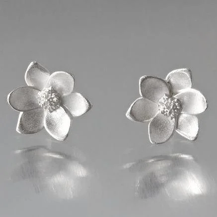 Earrings For Lounge Wear-Magnolia Sterling Silver Post Earrings