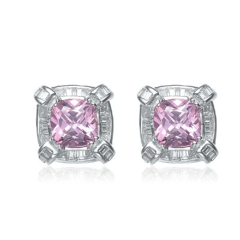 Earrings For Thin Rings-Renée Demi Pink Square Earrings