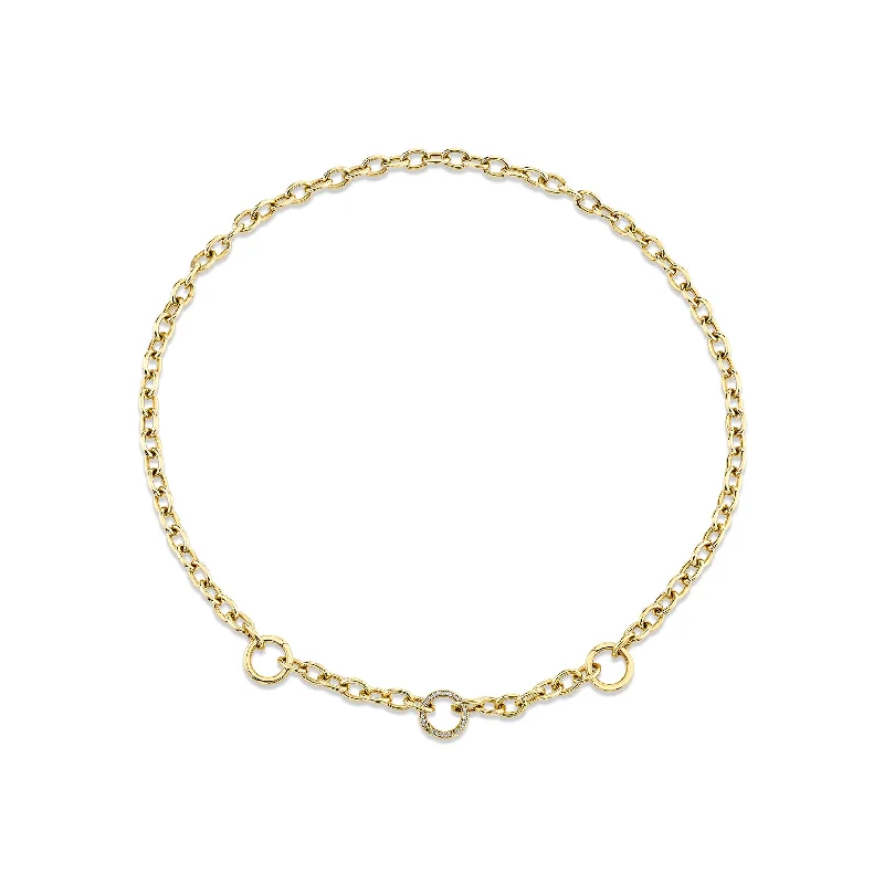 Necklaces For Lazy Days-Oval Chain Necklace with Charm Enhancers - White Diamond / 14k Yellow Gold