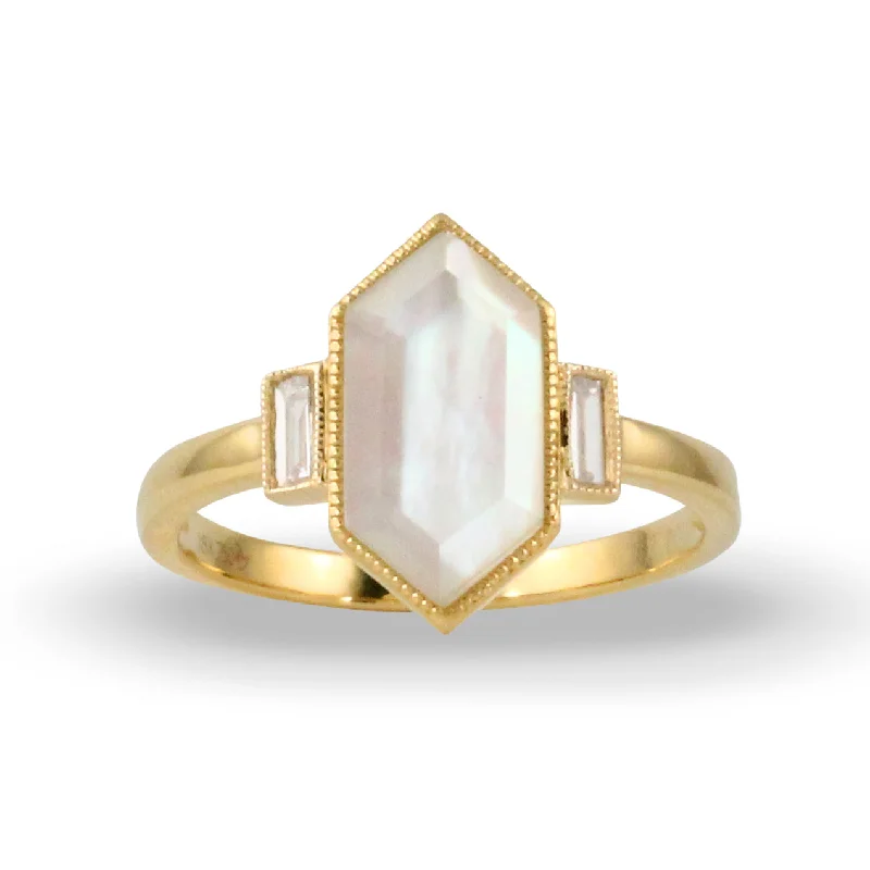 Rings For Calm Flash-Mother of Pearl and Diamond Ring