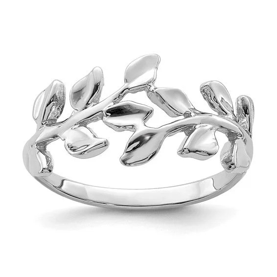 Best Lavish Rings-14k White Gold Floral Pattern Leaf Ring