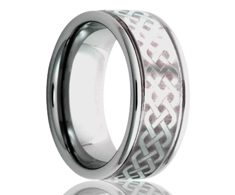 Rings Longevity Hacks-Men's Deep Groove Tungsten Ring With Laser Pattern