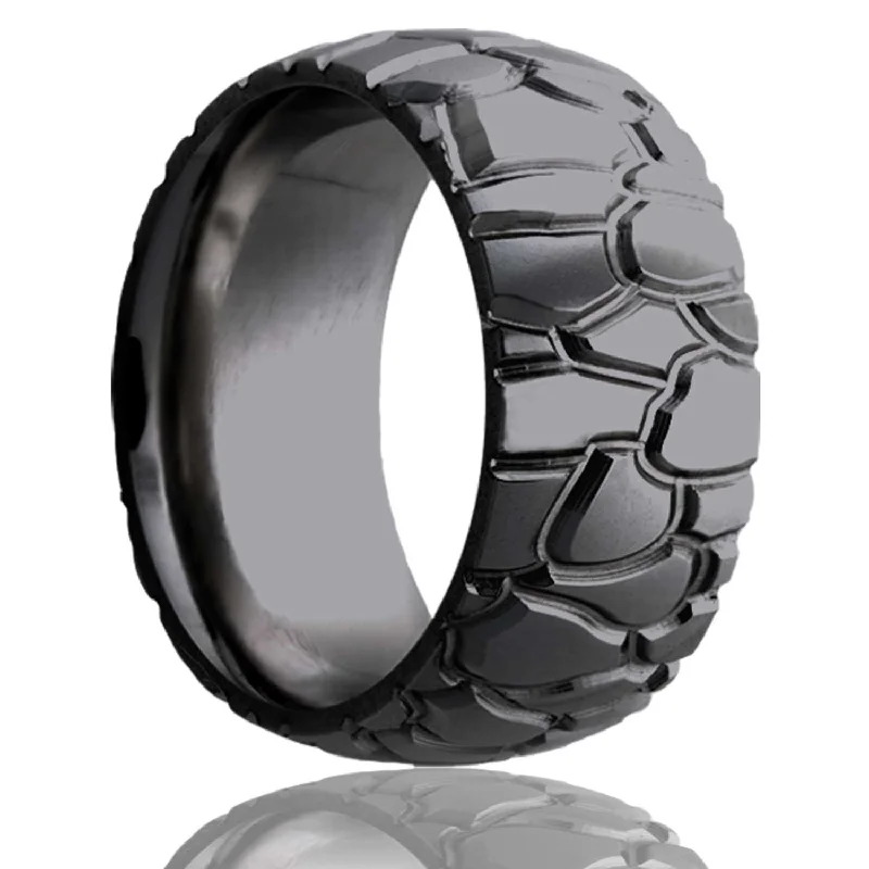 Rings Ease Essentials-Dome Zirconium Ring with a Milled Pattern