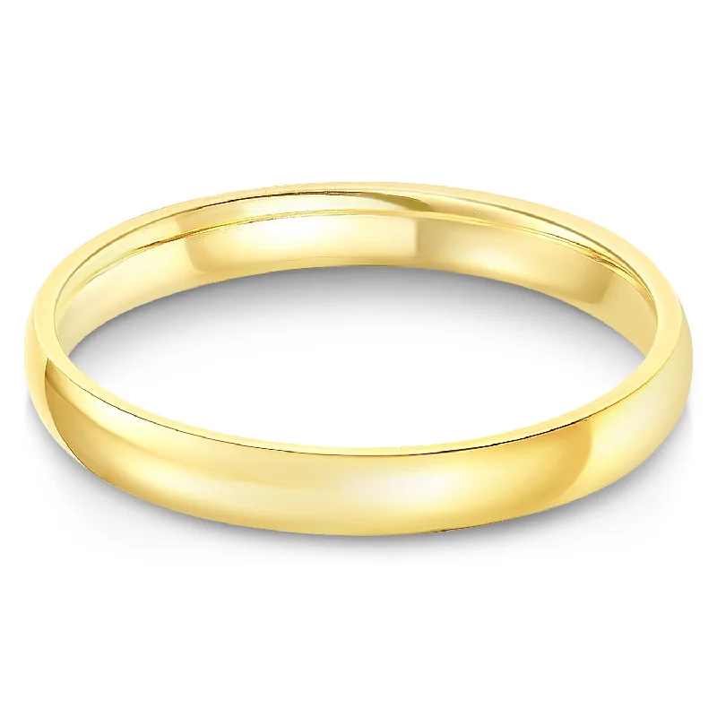 Rings With Coiled Accents-14k Solid Gold 3mm Plain Comfort Fit Wedding Band