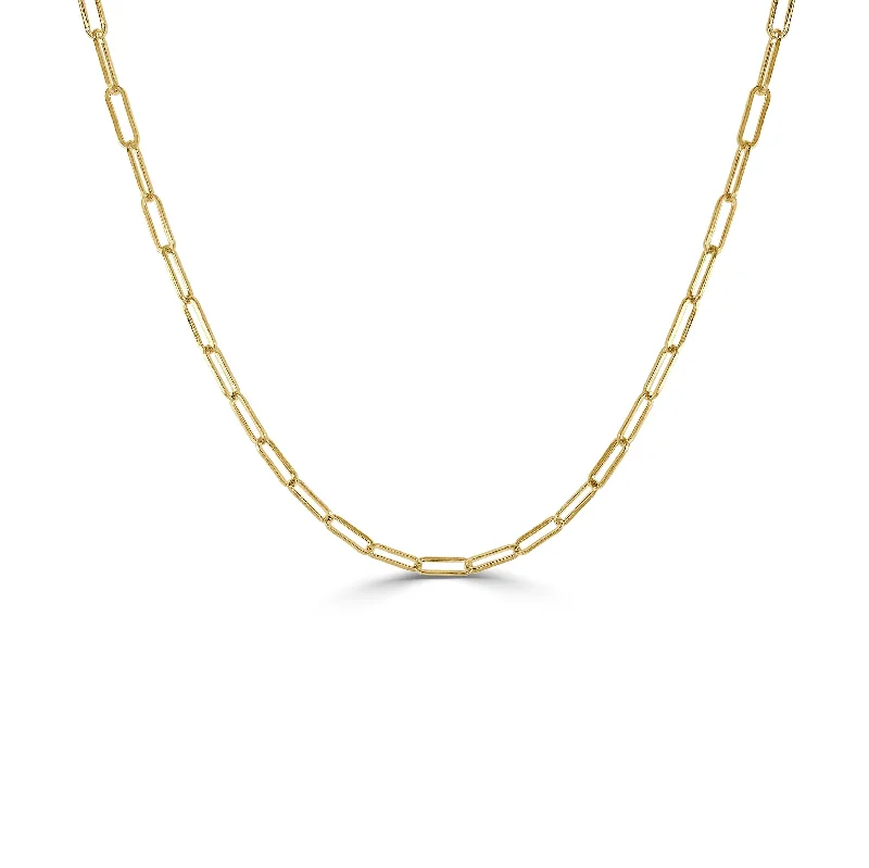 Most Firm Necklaces-14k Gold Paperclip Link Necklace