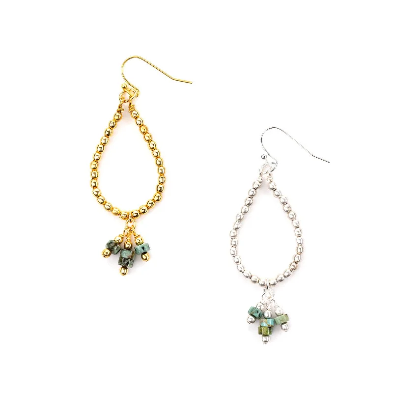 Earrings For Crisp Shine-Tomasita Gemstone and Metal Bead Teardrop Earring