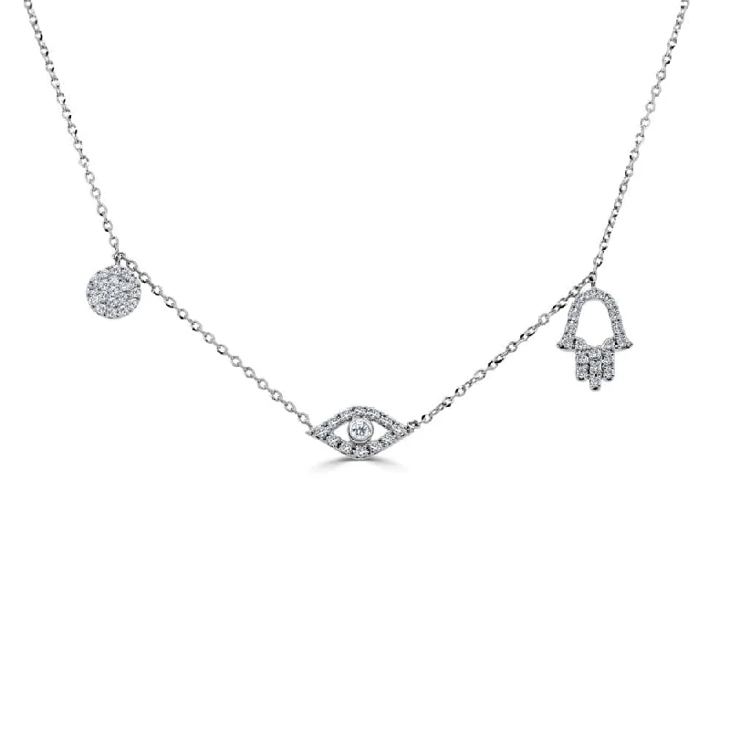 Necklaces For Icy Wear-14k Gold & Diamond Evil Eye Necklace