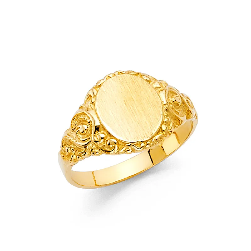 Rings Contour Ranges-14K Solid Gold Round Vintage Ring