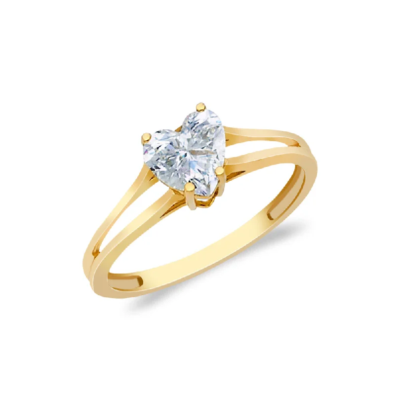 Best Neat Rings-14K Gold  Heart Cut CZ Wedding Engagement Ring