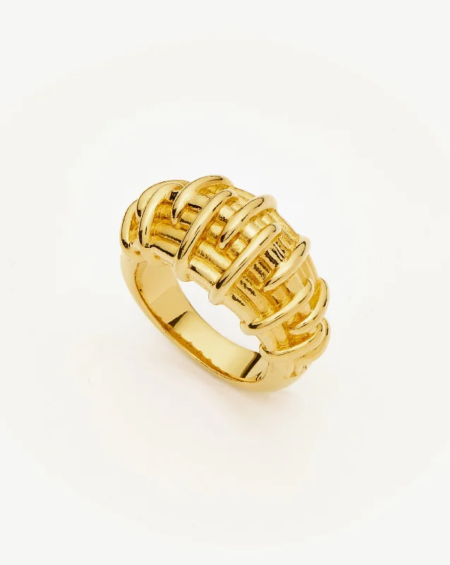 Rings For Packed Nights-Bombe Raffia Ring | 18ct Gold Plated