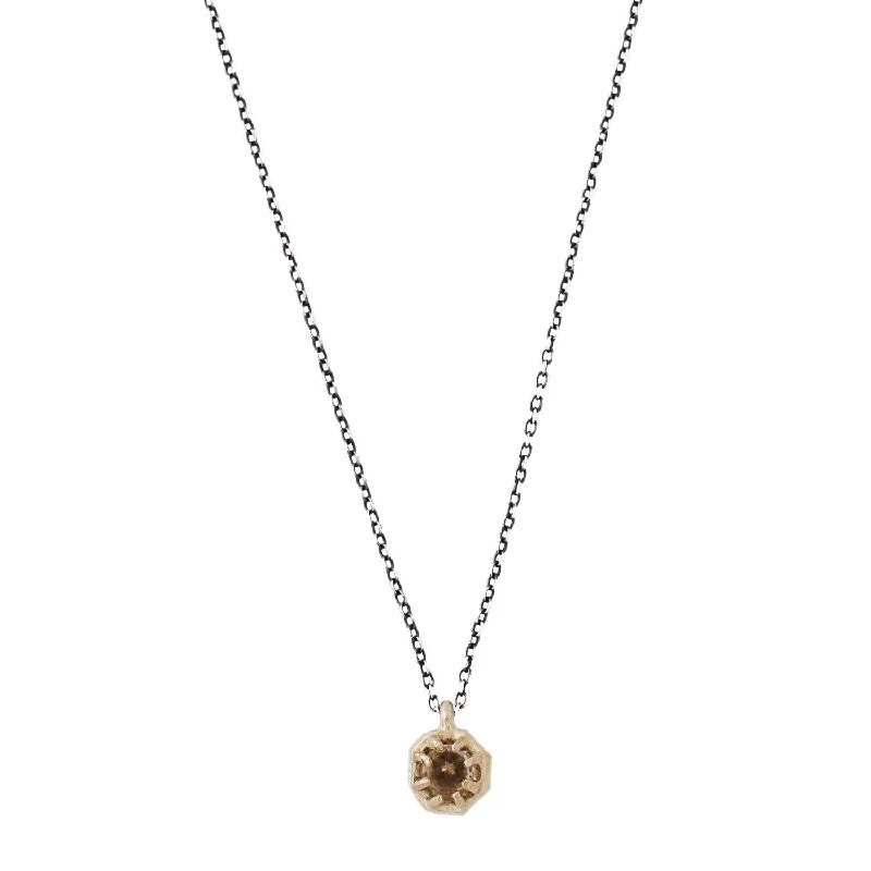 Necklaces For Soft Skin-Small Champagne Quartz Octagon Necklace