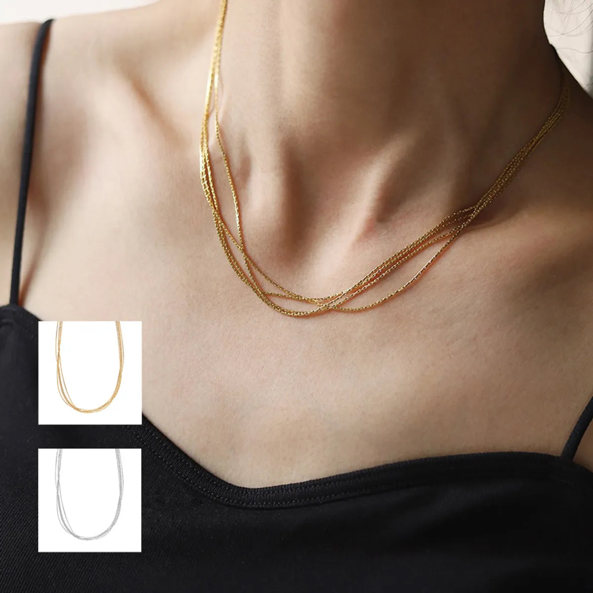 Necklaces For High Shine-Lady Solid Color Titanium Steel Plating Layered Necklaces