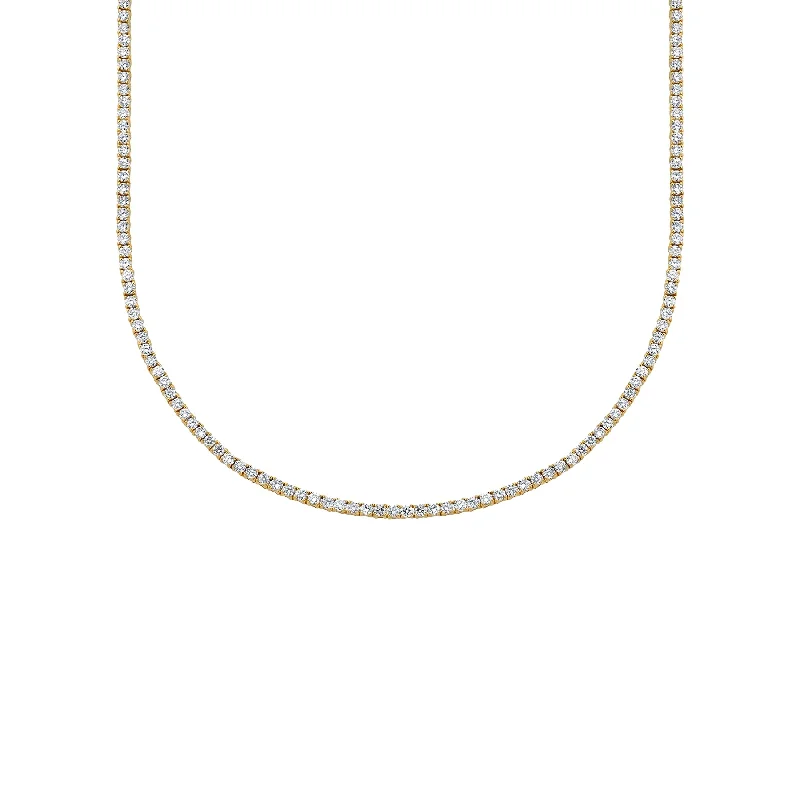 Necklaces For Hot Flair-Perfect Collar Tennis Necklace - White Diamond / 14k Yellow Gold