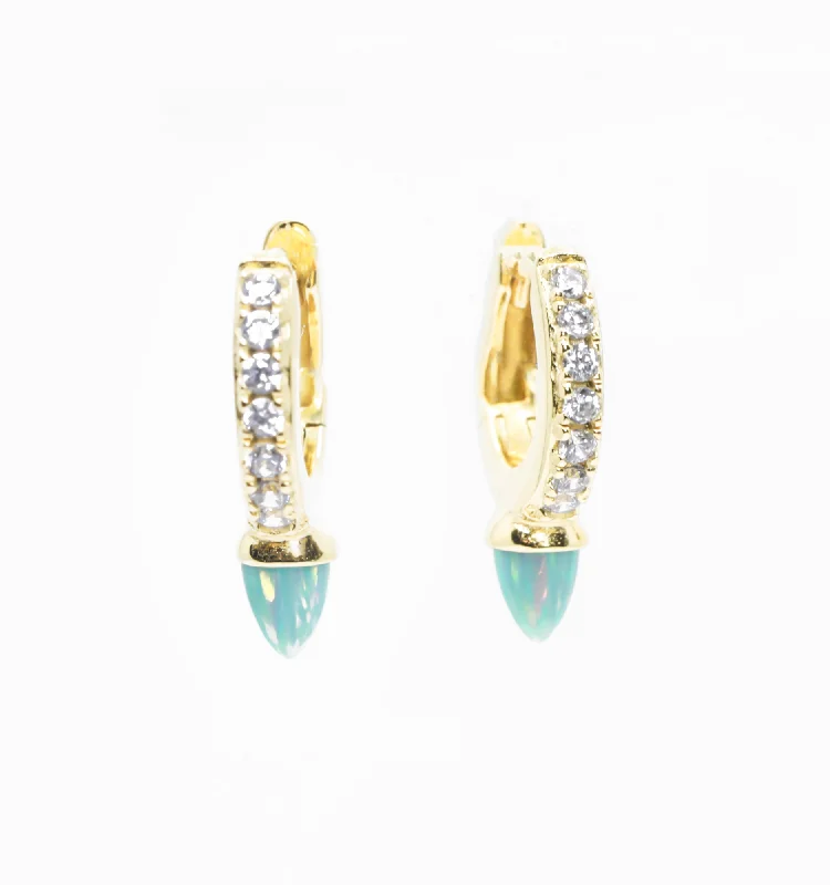 Earrings Guard Tips-Opal Hoop Earrings