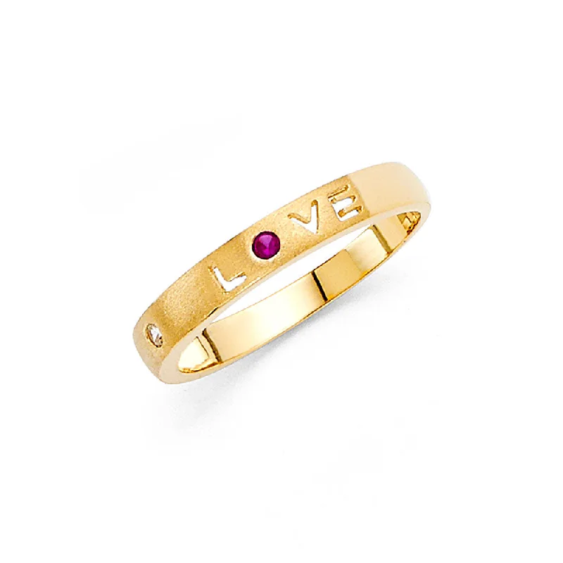 Rings Mend Rituals-14K Solid Gold CZ Heart and Love Fancy Band