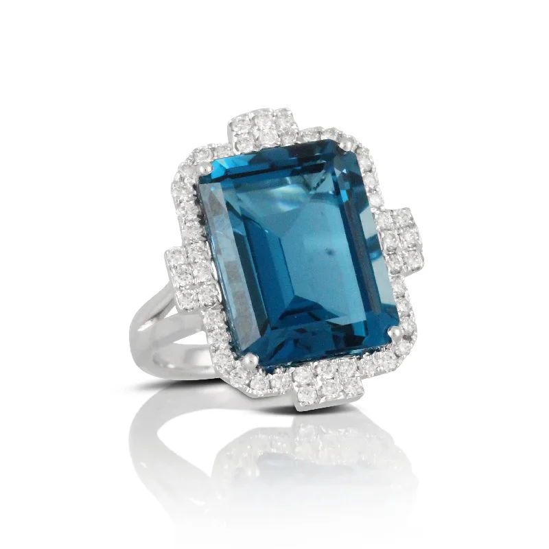 Rings With Secret Locks-London Blue Topaz and Diamond Ring