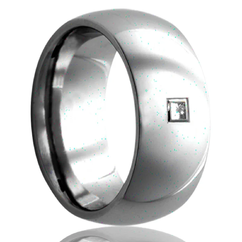 Rings For Arid Hours-Men's Dome Tungsten Princess Diamond Ring