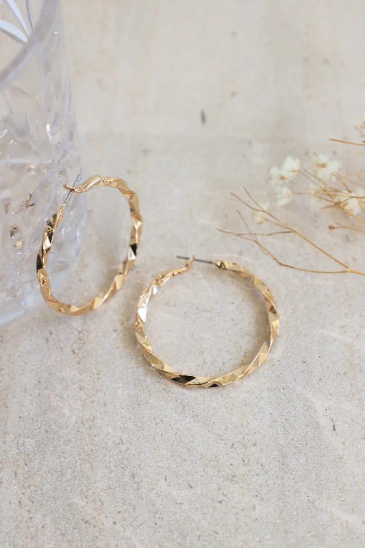 Best Light Earrings-Faceted Gold Hoop Earrings