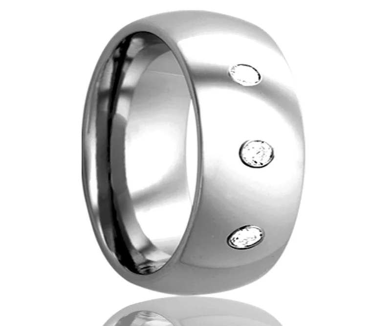 Fluid Rings For Flow-Cobalt Domed Diamond Ring