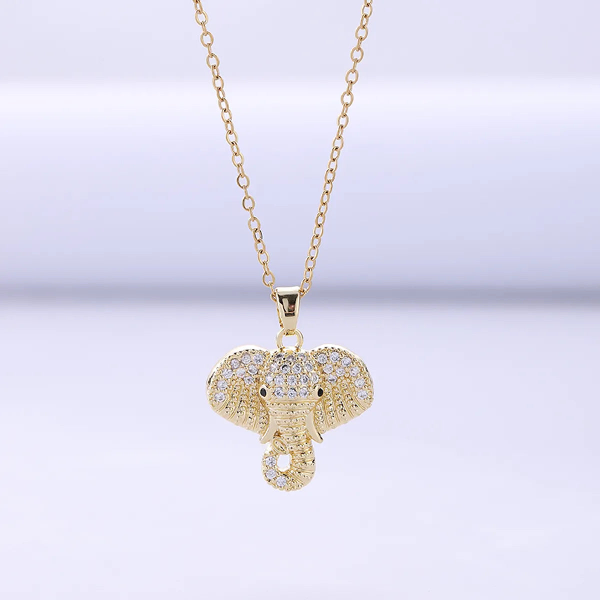 Grand Necklaces For Wow-1 Personalized Hip Hop Style Real Gold Plated Diamond Elephant Pendant Necklace Wild Animal Necklace Clavicle Chain Ladies Party Gift