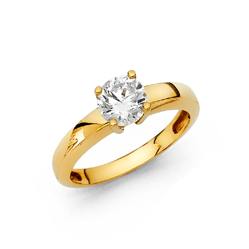 Rings Comfort Rituals-14K Solid Gold Round Cut CZ Solitaire Women's Engagement Wedding Ring