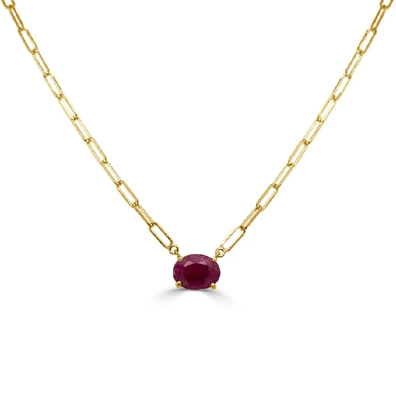 Necklaces For Downtown-14k Gold & Ruby Link Necklace