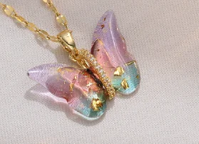 X1282 Gold Powder Butterfly Individual Pendant