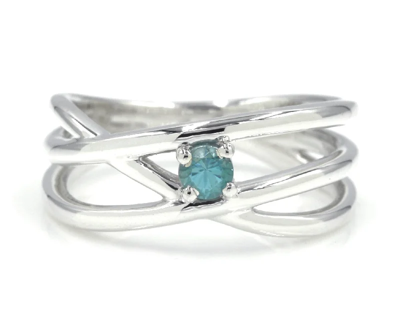 Rings For Tea Rituals-Weave Criss-Cross Gemstone Silver Ring