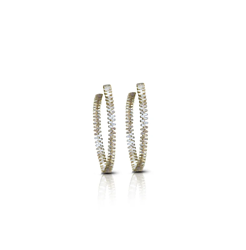 Earrings Form Rating-14K Baguette Diamond Hoops