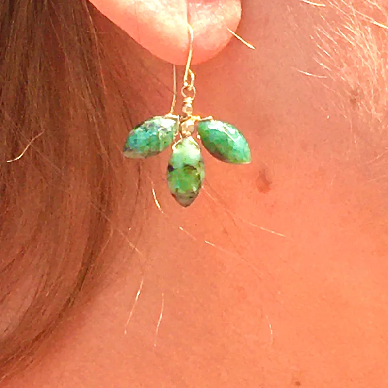 Earrings For Seasoned Holes-Marquis Flower Emerald Earrings