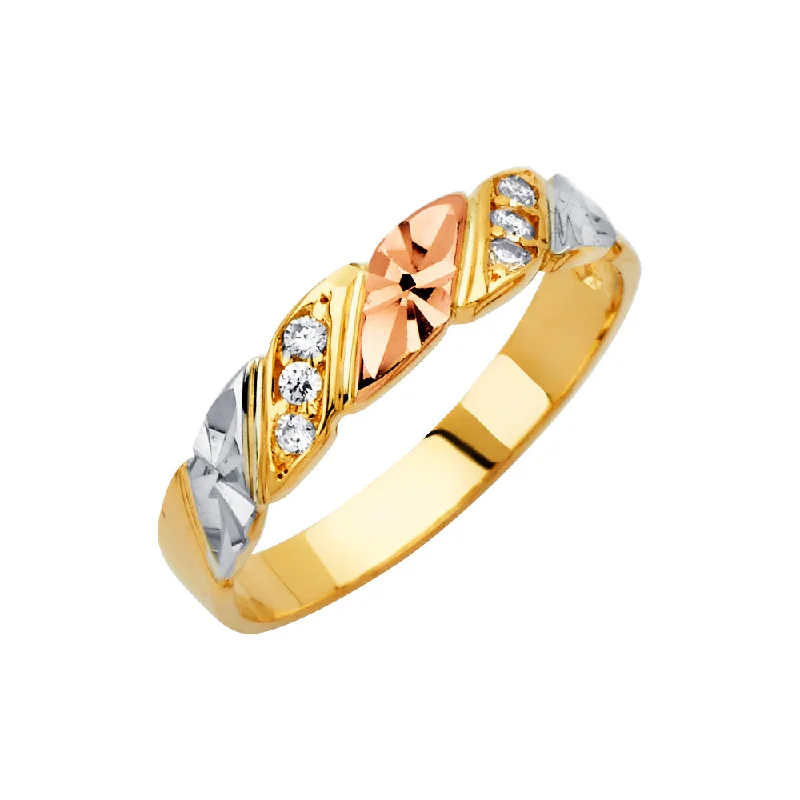 Best Calm Rings-14K Solid Gold CZ Men's Traditional Wedding Band Ring