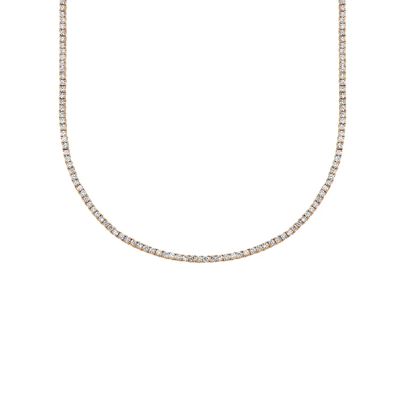 Necklaces For Small Frames-Perfect Collar Tennis Necklace - White Diamond / 14k Rose Gold