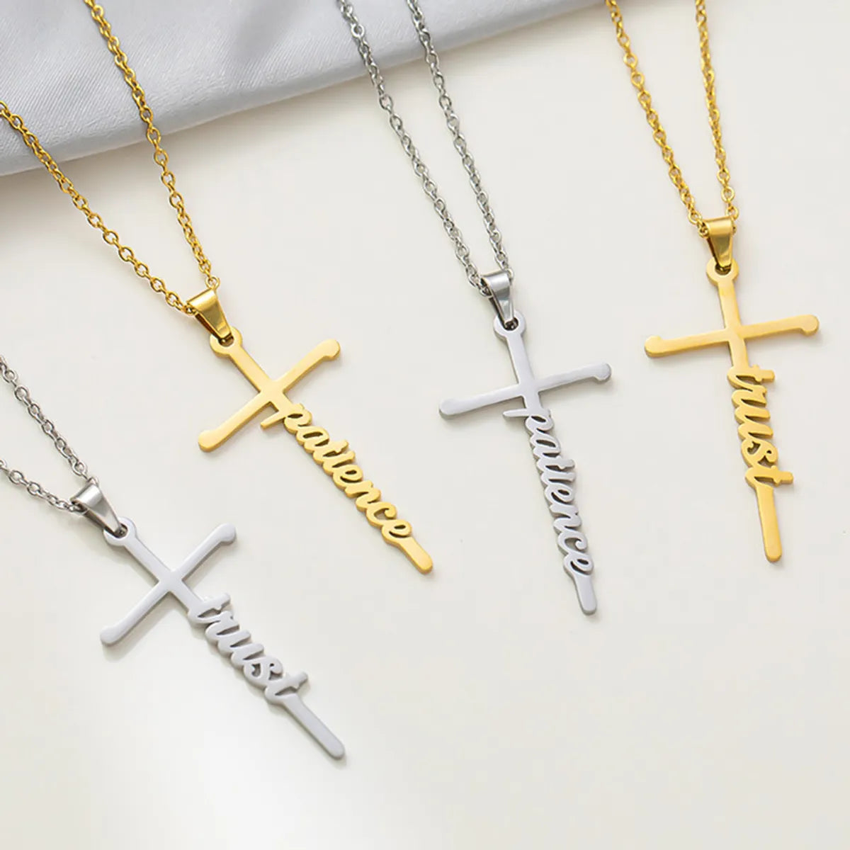 Necklaces For Old Flair-Simple Style Cross Letter Titanium Steel Plating Pendant Necklace