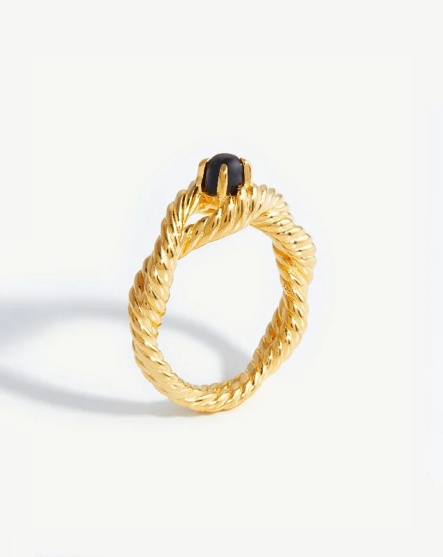 Best Blaze Rings-Marina Double Rope Gemstone Ring | 18ct Gold Vermeil/Black Onyx