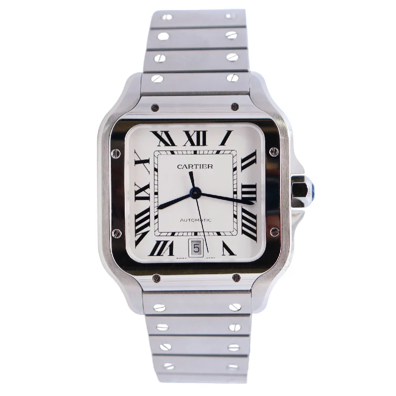 Watches For Long Joints-Cartier Santos 40mm White Dial Watch Ref# WSSA0018